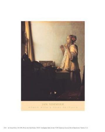 Woman With A Pearl Necklace by Johannes Vermeer art print