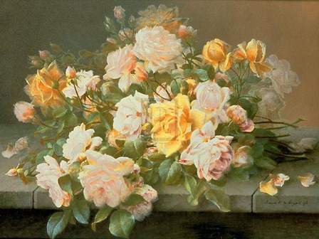 Pink and Yellow Roses by Raoul Victor Maurice Maucherat de Longpre art print