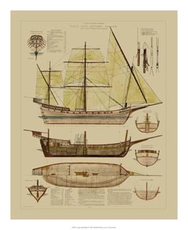 Antique Ship Plan II art print