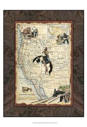 Western States Map by Vision Studio art print