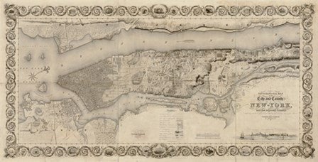 City and Country of New York, 1836 by Stiles art print