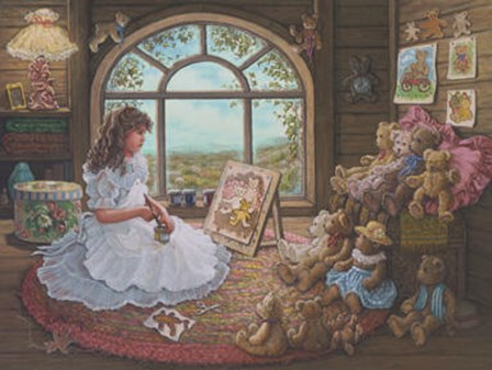 Jenny Paints Her Bears by Janet Kruskamp art print