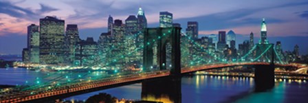 Brooklyn Bridge and Skyline at Night by Richard Berenholtz art print