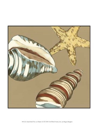 Small Shell Trio on Khaki I (P) by Megan Meagher art print