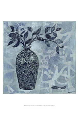 Ornate Vase with Indigo Leaves II by Norman Wyatt Jr. art print