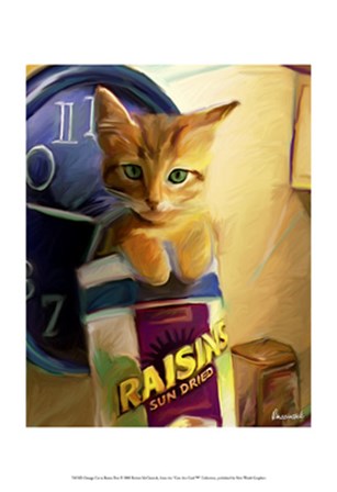 Orange Cat in Raisin Box by Robert McClintock art print