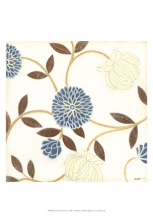 Blue and Cream Flowers on Silk I by Norman Wyatt Jr. art print