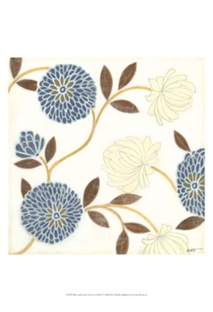 Blue and Cream Flowers on Silk II by Norman Wyatt Jr. art print