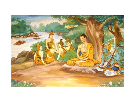 Ascetic Bodhisatta Gotama with the Group of Five art print