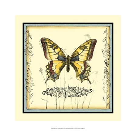 Butterfly and Wildflowers I by Jennifer Goldberger art print