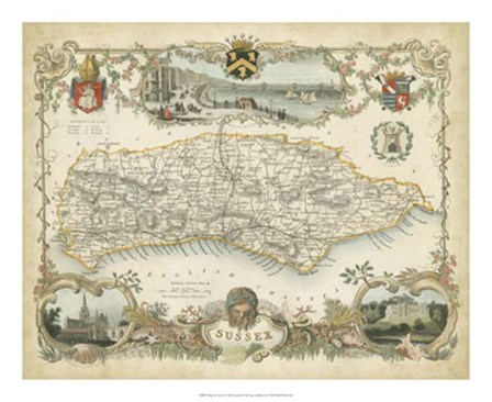 Map of Sussex art print