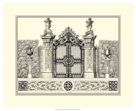 B&amp;W Grand Garden Gate III by O. Kleiner art print
