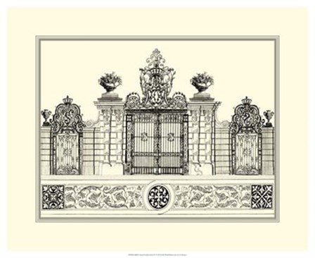B&amp;W Grand Garden Gate IV by O. Kleiner art print
