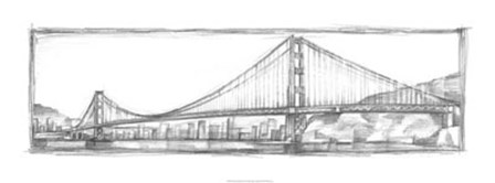 Golden Gate Bridge Sketch by Ethan Harper art print