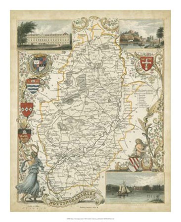 Map of Nottinghamshire art print