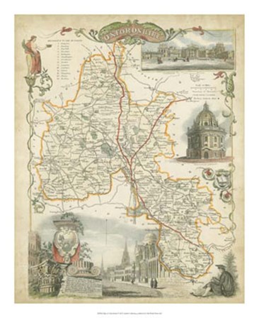 Map of Oxfordshire art print