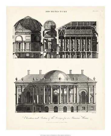 Design for a Mansion by J. Wilkes art print