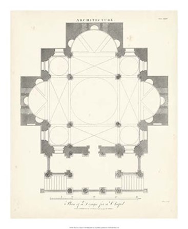 Plan for a Chapel by J. Wilkes art print