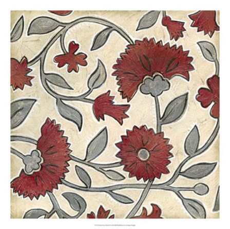 Red &amp; Grey Floral II by Megan Meagher art print