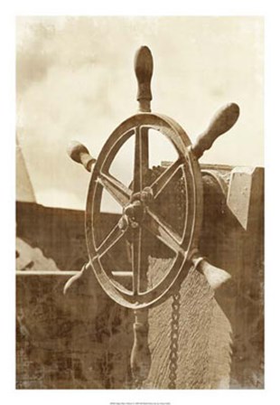 Sepia Ship&#39;s Wheel I by Vision Studio art print