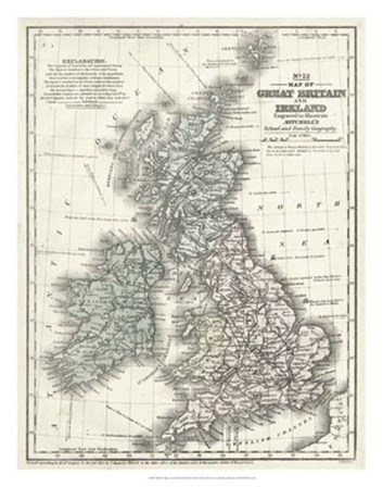 Mitchell&#39;s Map of Great Britain &amp; Ireland by Laura Mitchell art print