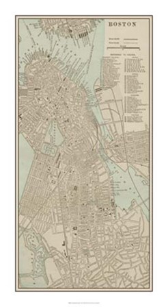 Tinted Map of Boston by Vision Studio art print
