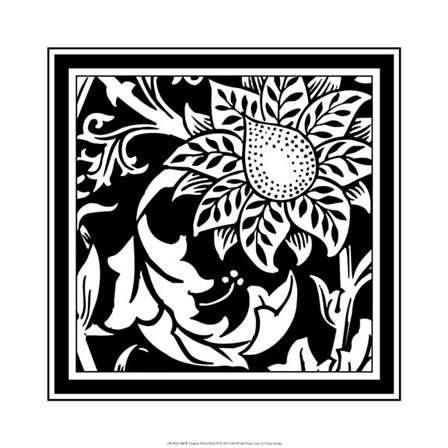 B&amp;W Graphic Floral Motif II by Vision Studio art print
