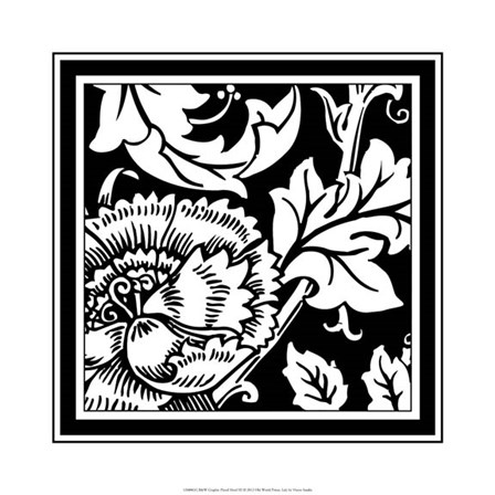 B&amp;W Graphic Floral Motif III by Vision Studio art print