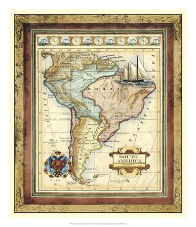 Map of South America by Vision Studio art print