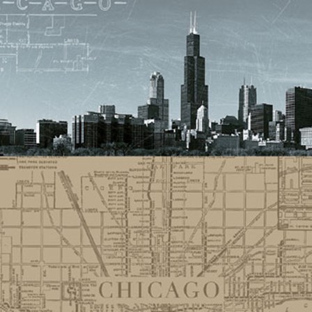 Chicago Map I by The Vintage Collection art print