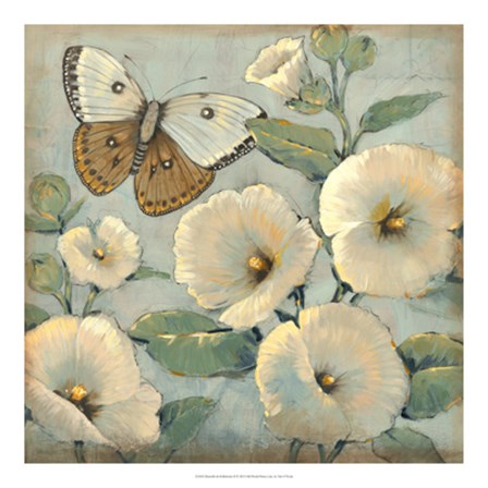 Butterfly &amp; Hollyhocks II by Timothy O&#39;Toole art print