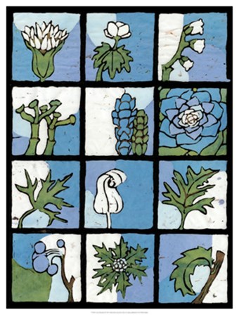 Asure Botanical II 12-Patch by Andrea Davis art print