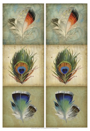 2-Up Feather Triptych I by Jennifer Goldberger art print