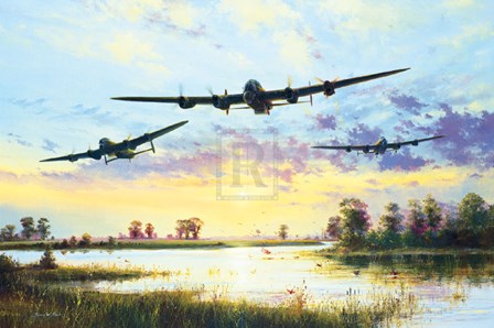 Dam Busters Setting Off (Avro Lancasters) by Simon Atack art print