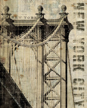 Vintage NY Manhattan Bridge by Michael Mullan art print
