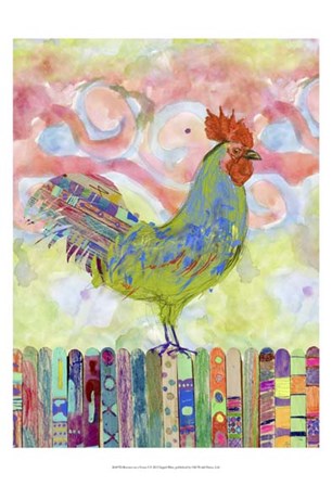 Rooster on a Fence I by Ingrid Blixt art print