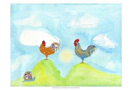 Hilltop Roosters by Ingrid Blixt art print
