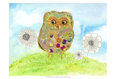 Owl &amp; Flowers by Ingrid Blixt art print
