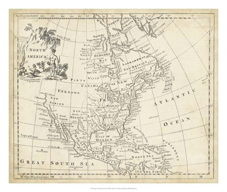 Map of North America by T Jeffreys art print
