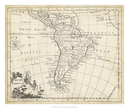 Map of South America by T Jeffreys art print