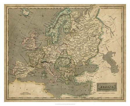 Thomson&#39;s Map of Europe by John Thomson art print