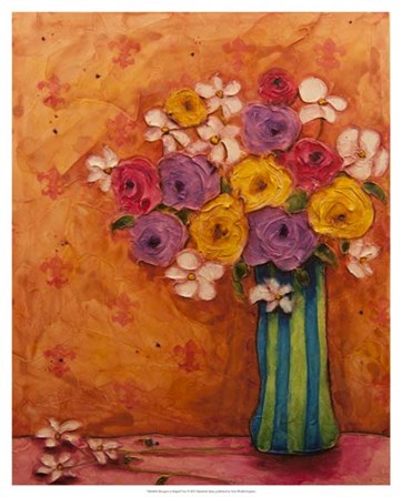 Bouquet in Striped Vase by Marabeth Quin art print