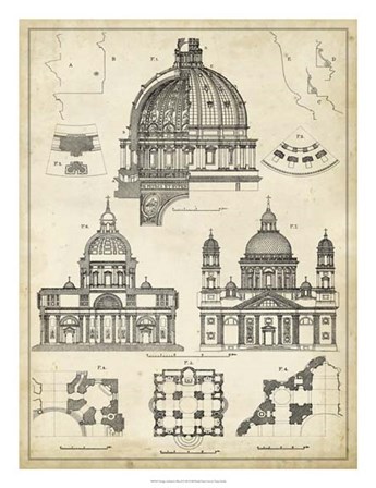 Vintage Architect&#39;s Plan II by Vision Studio art print