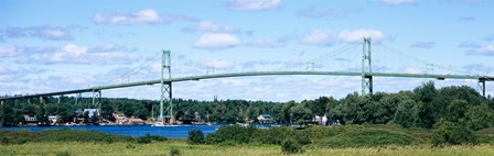 Suspension bridge across a river, Thousand Islands Bridge, St. Lawrence River, New York State, USA by Panoramic Images art print