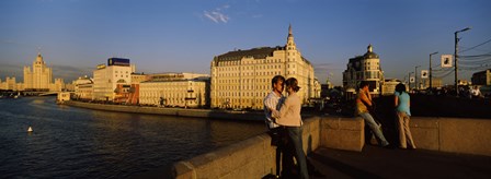 Side profile of a couple romancing, Moskva River, Moscow, Russia by Panoramic Images art print