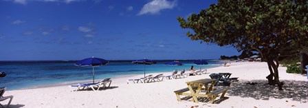 Beach chairs on the beach, Shoal Bay Beach, Anguilla by Panoramic Images art print