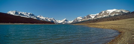 Lake with snow covered mountains in the background, Sherburne Lake, US Glacier National Park, Montana, USA by Panoramic Images art print