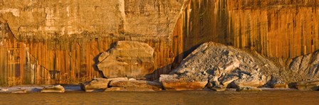 Pictured rocks near a lake, Pictured Rocks National Lakeshore, Lake Superior, Upper Peninsula, Alger County, Michigan, USA by Panoramic Images art print