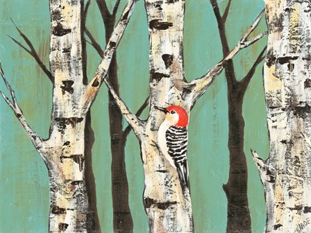 Birch Grove on Teal II by Jade Reynolds art print