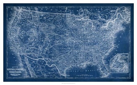 US Map Blueprint by Vision Studio art print
